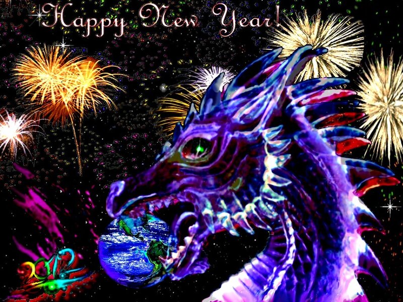Purple Dragon with Planet