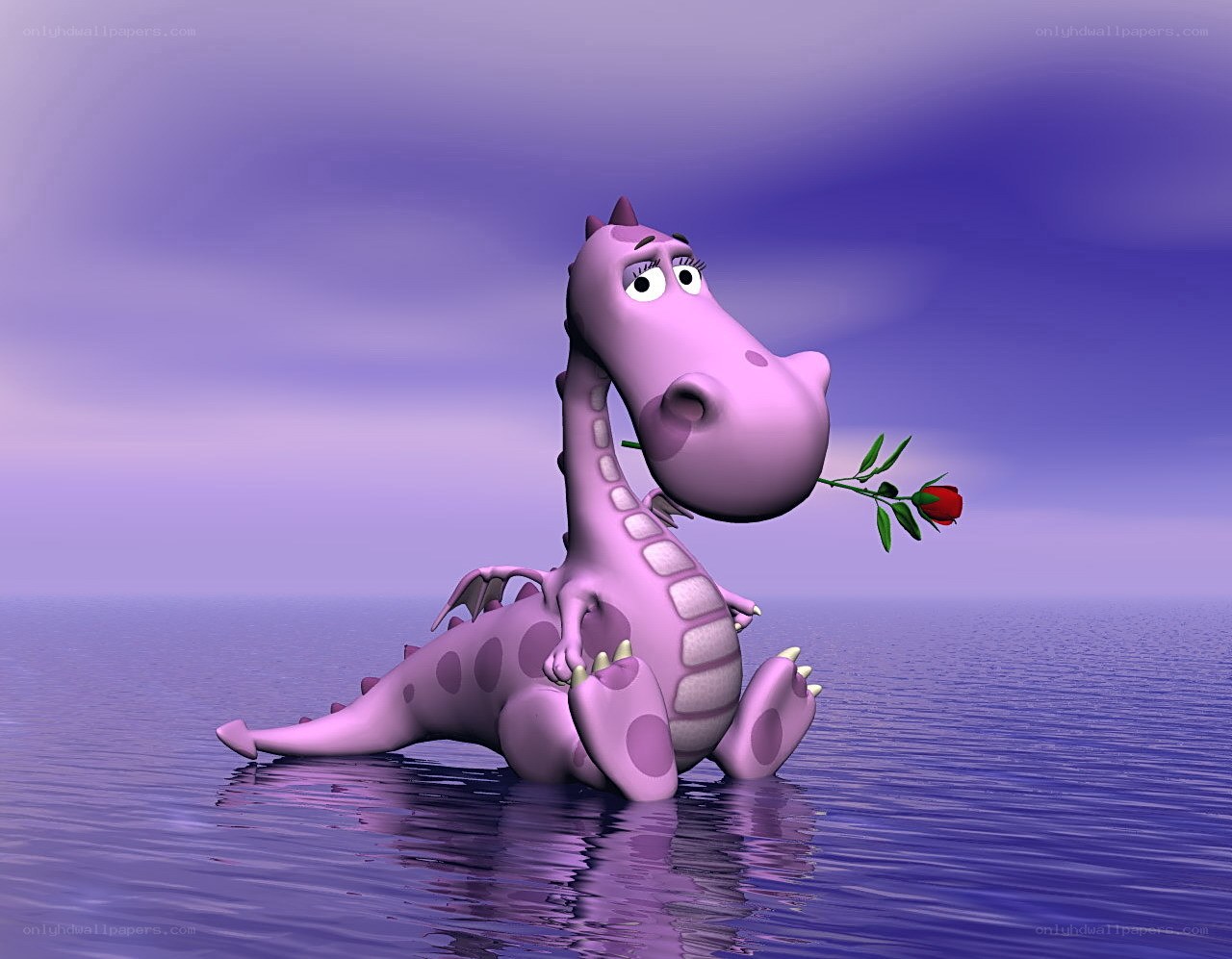 purple dragon with rose