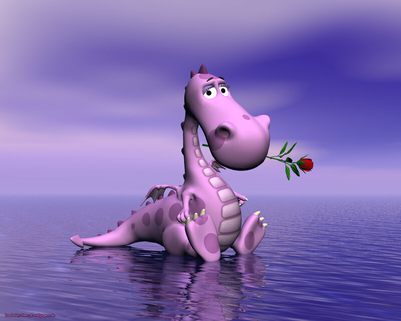 Purple dragon with rose