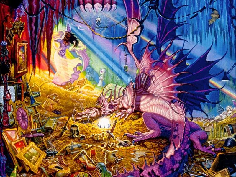 Purple Dragon with Treasure — Dramatic