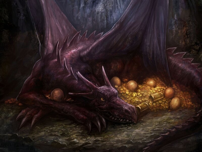 Purple Dragon with Treasure
