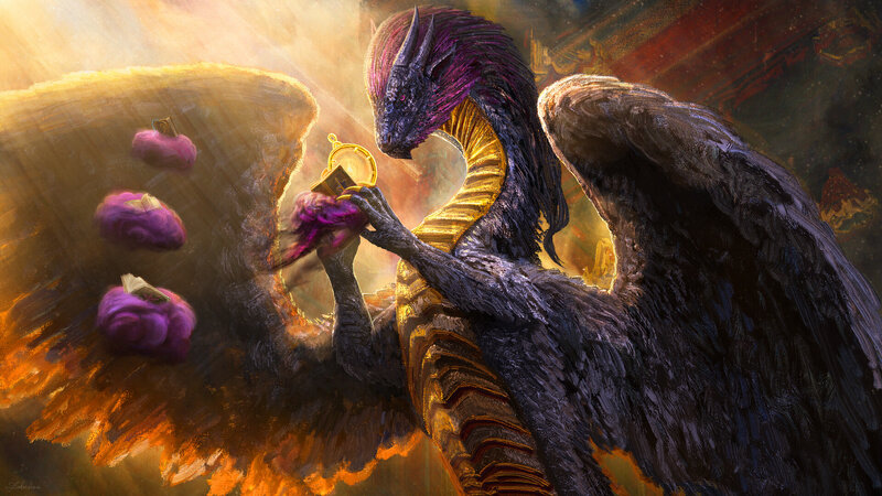 Purple Dragon with Wings — Dramatic