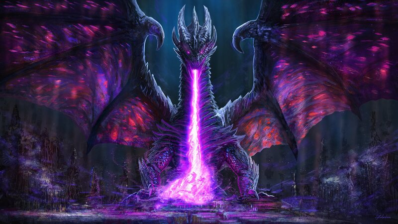 Purple Dragon with Wings