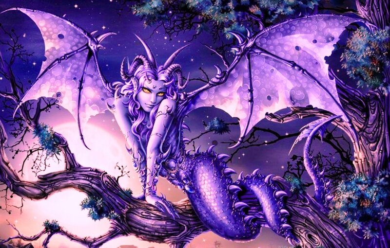 Purple Dragon Woman — Dramatic