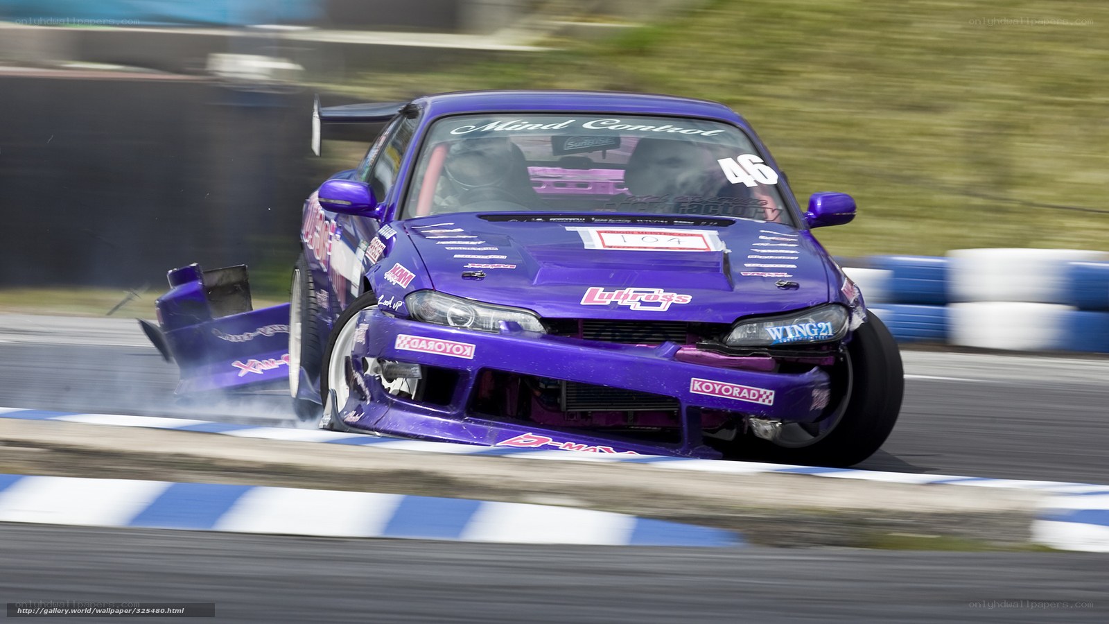 Purple drift car in action