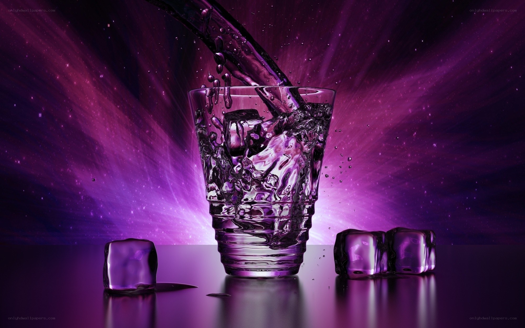 purple drink pouring into glass