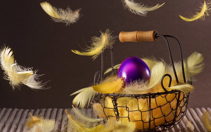 Purple Egg in Basket — Yellow