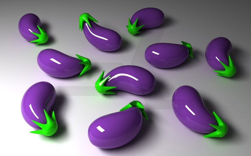 Purple Eggplants — Neutral, 3d Render
