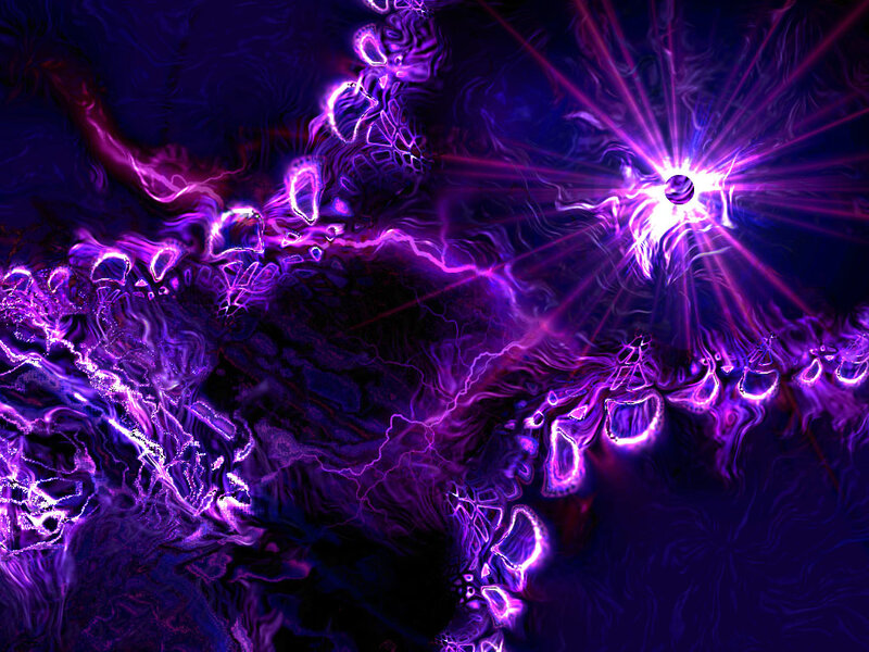Purple Energy Burst — Dramatic, Digital Art, Light Rays