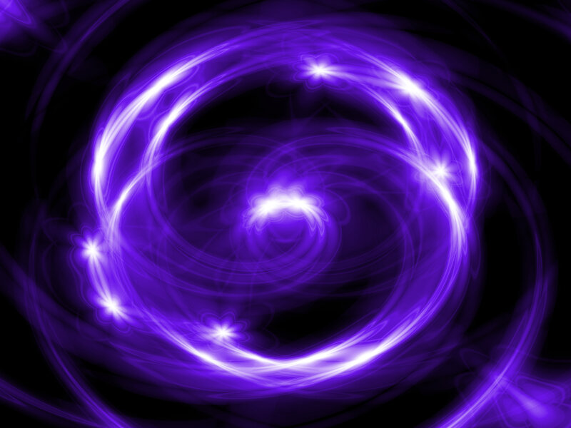 Purple Energy Vortex — Energetic, Digital Art, Light, Spiral, Stars, White, Black