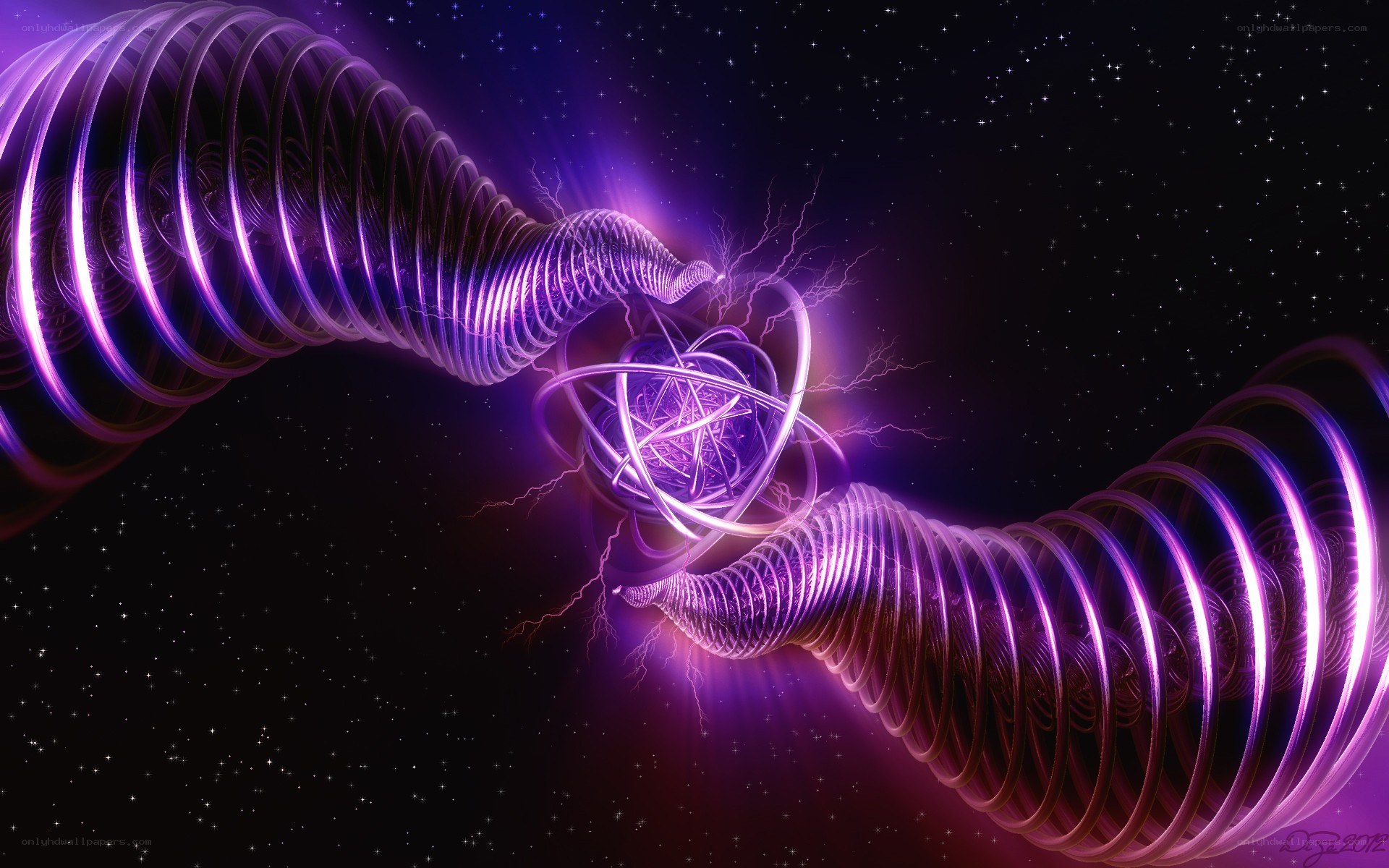 Purple energy vortex in space