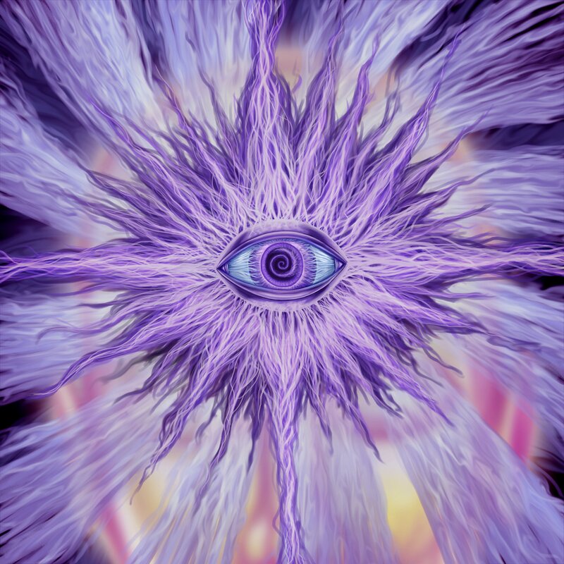 purple eye with energy tendrils