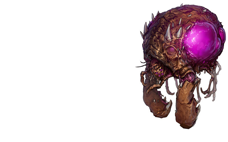 purple-eyed alien creature
