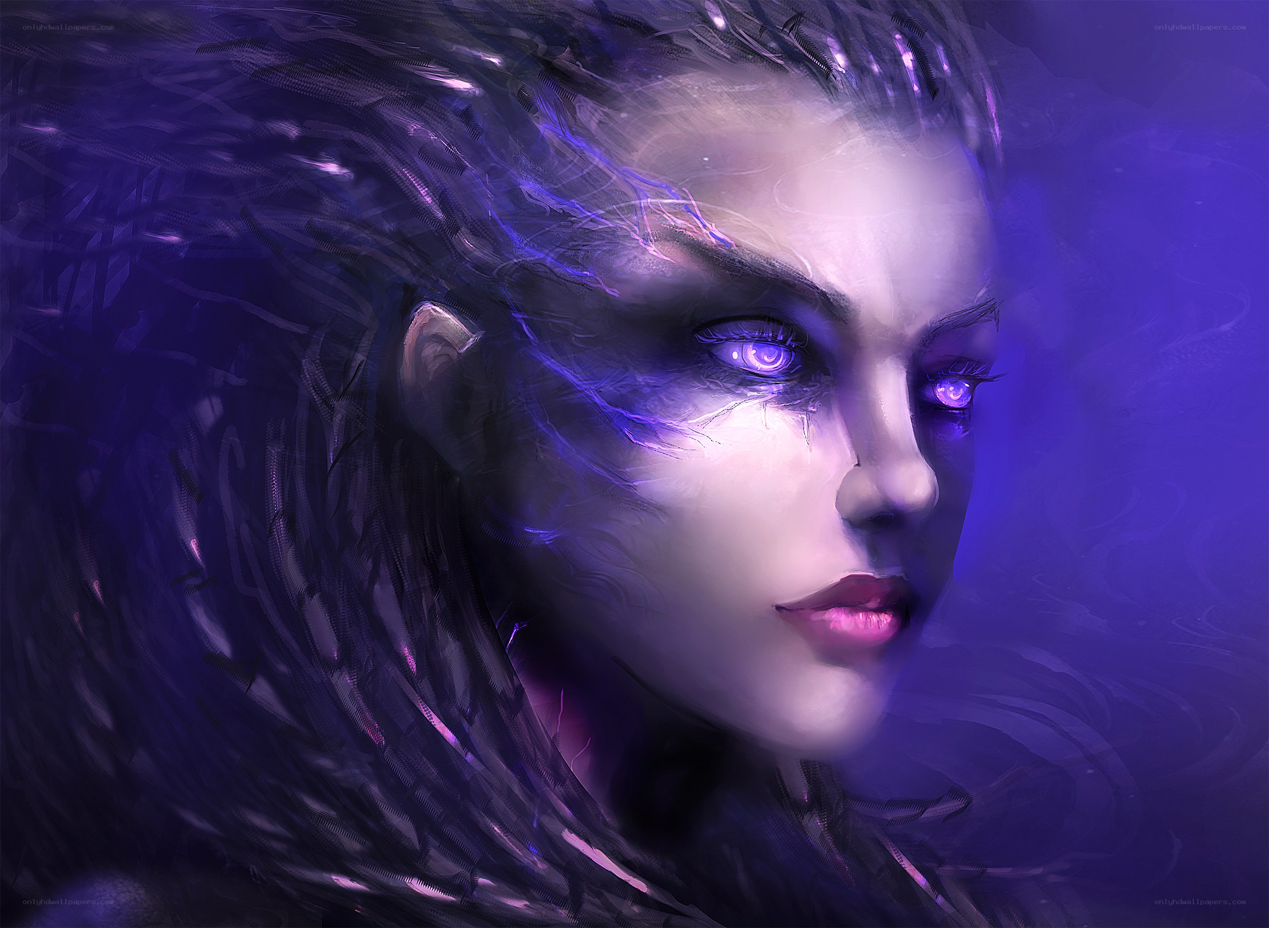 purple-eyed fantasy woman