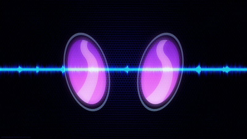 purple eyes with audio wave