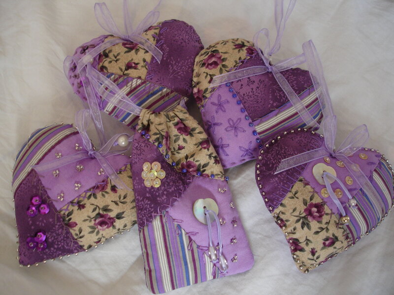 Purple Fabric Hearts