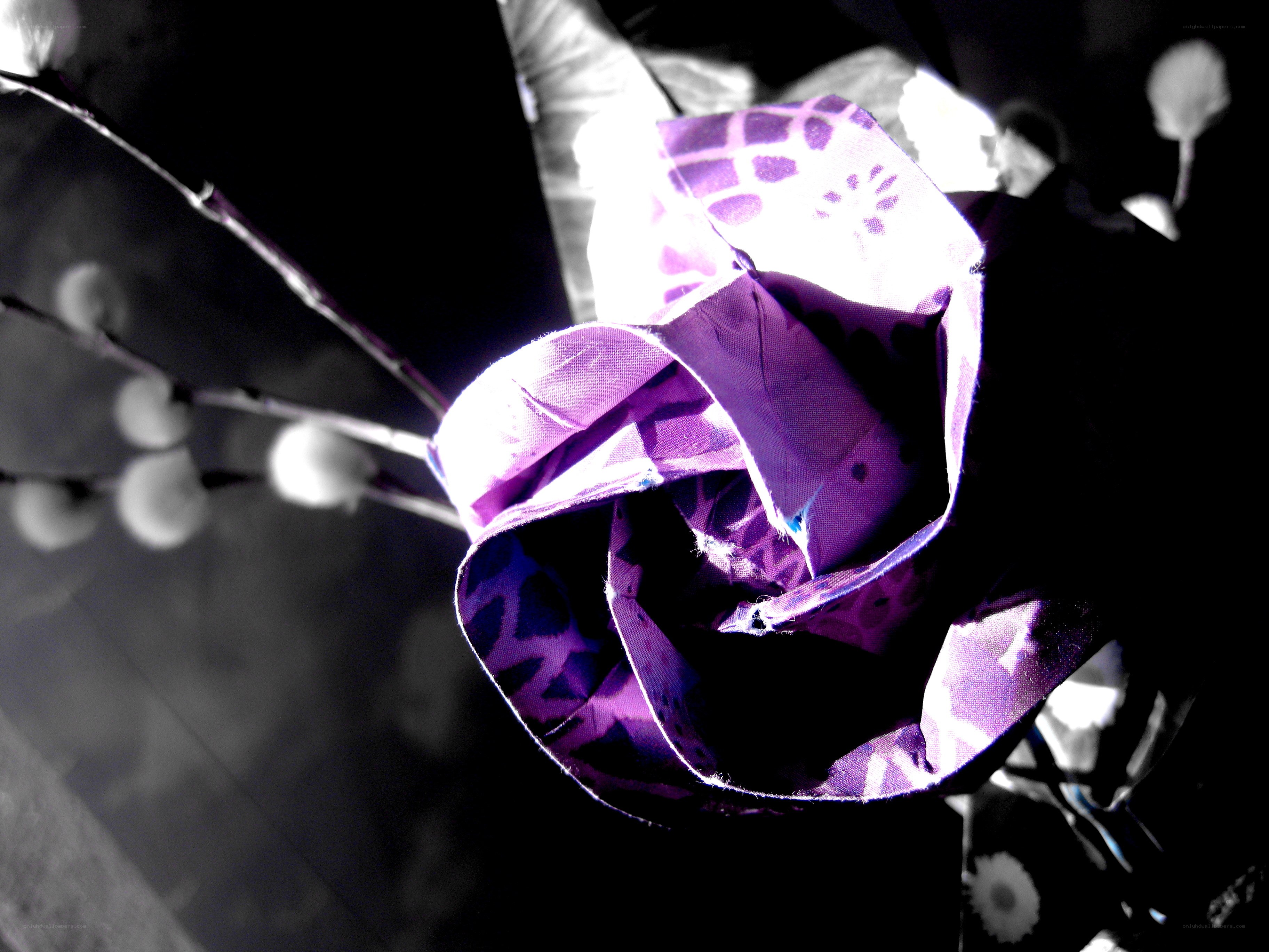 purple fabric rose close-up