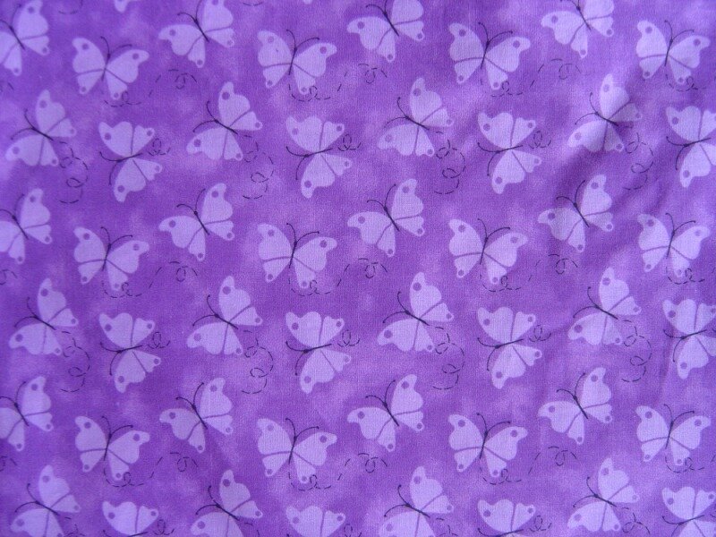Purple Fabric with Butterflies