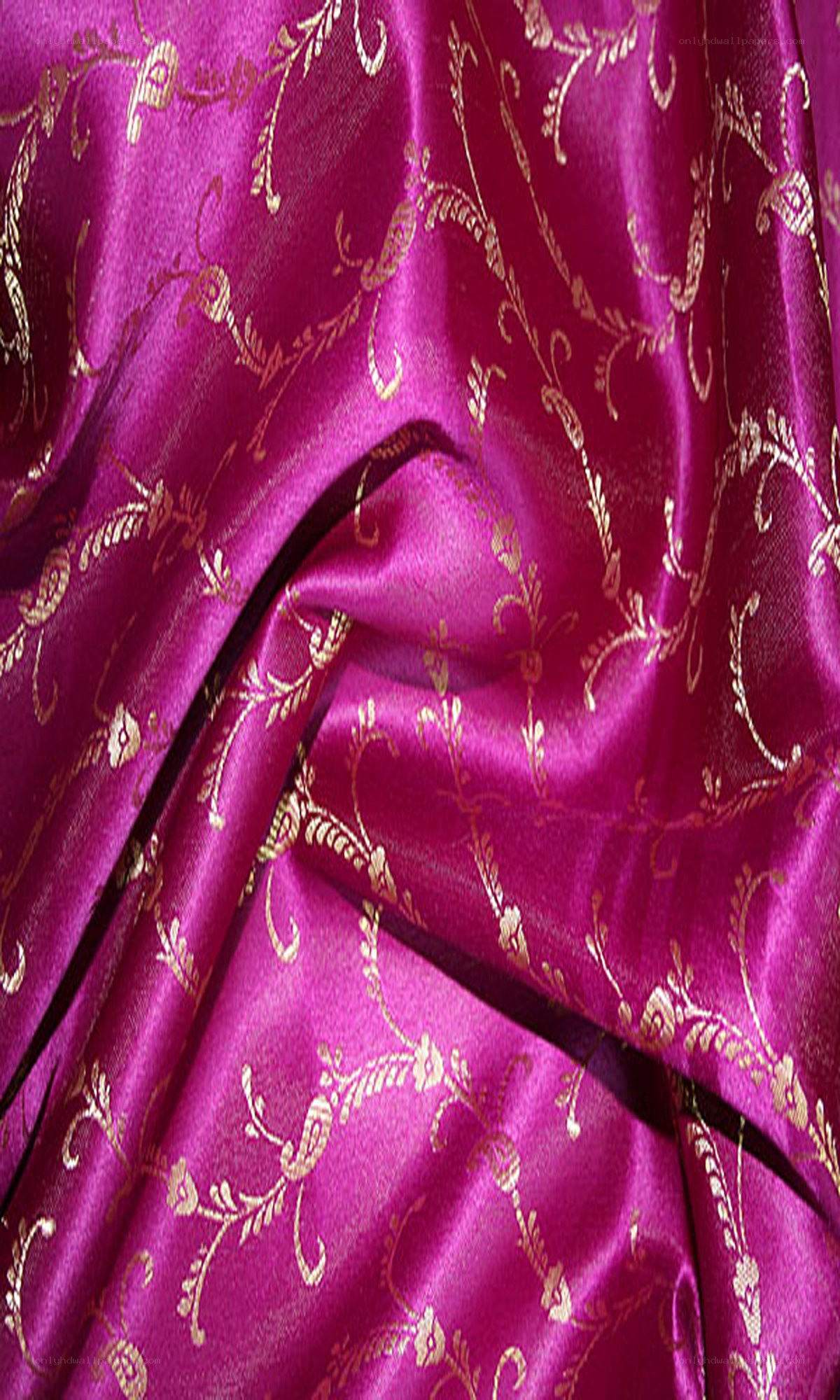 purple fabric with gold pattern