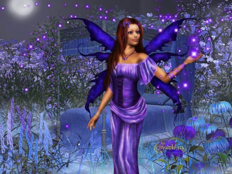 purple fairy in a garden