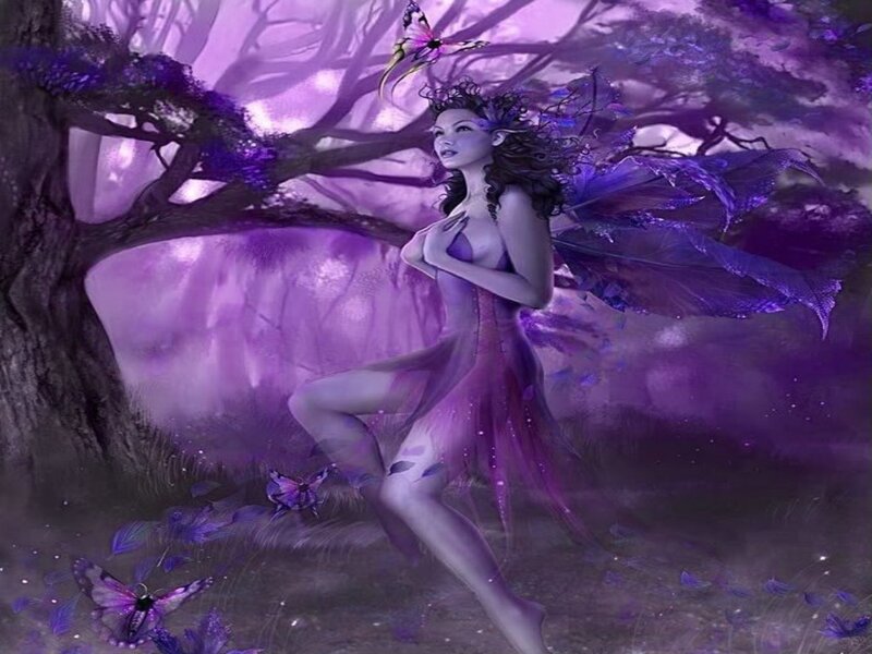 Purple Fairy in Forest — Mystical