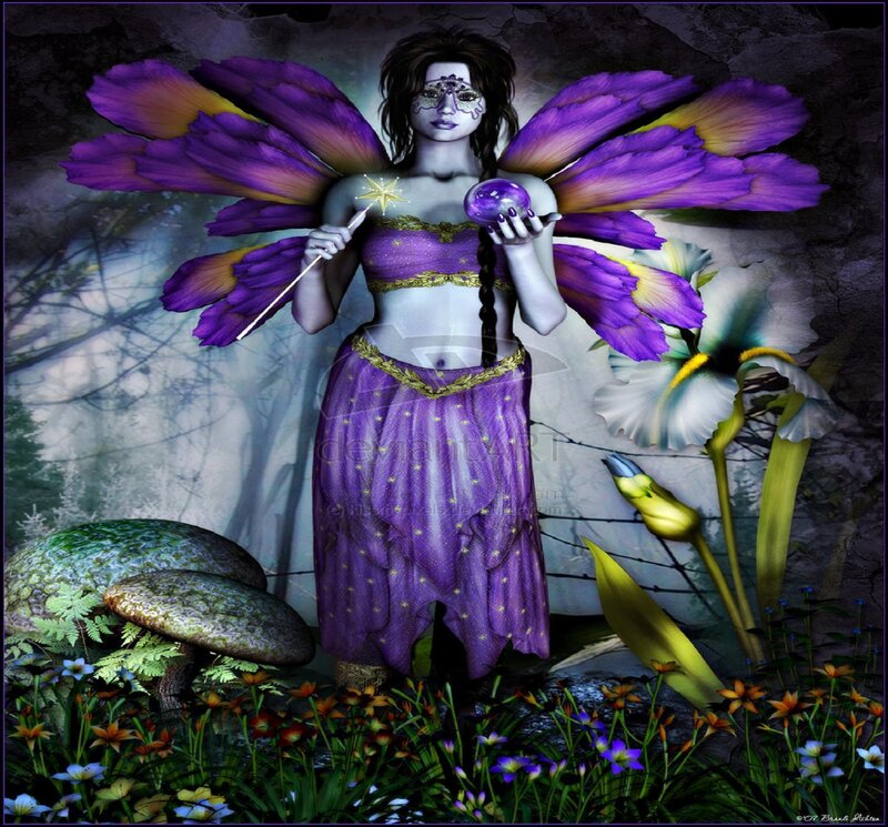 purple fairy in forest