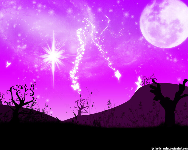purple fairy night scene