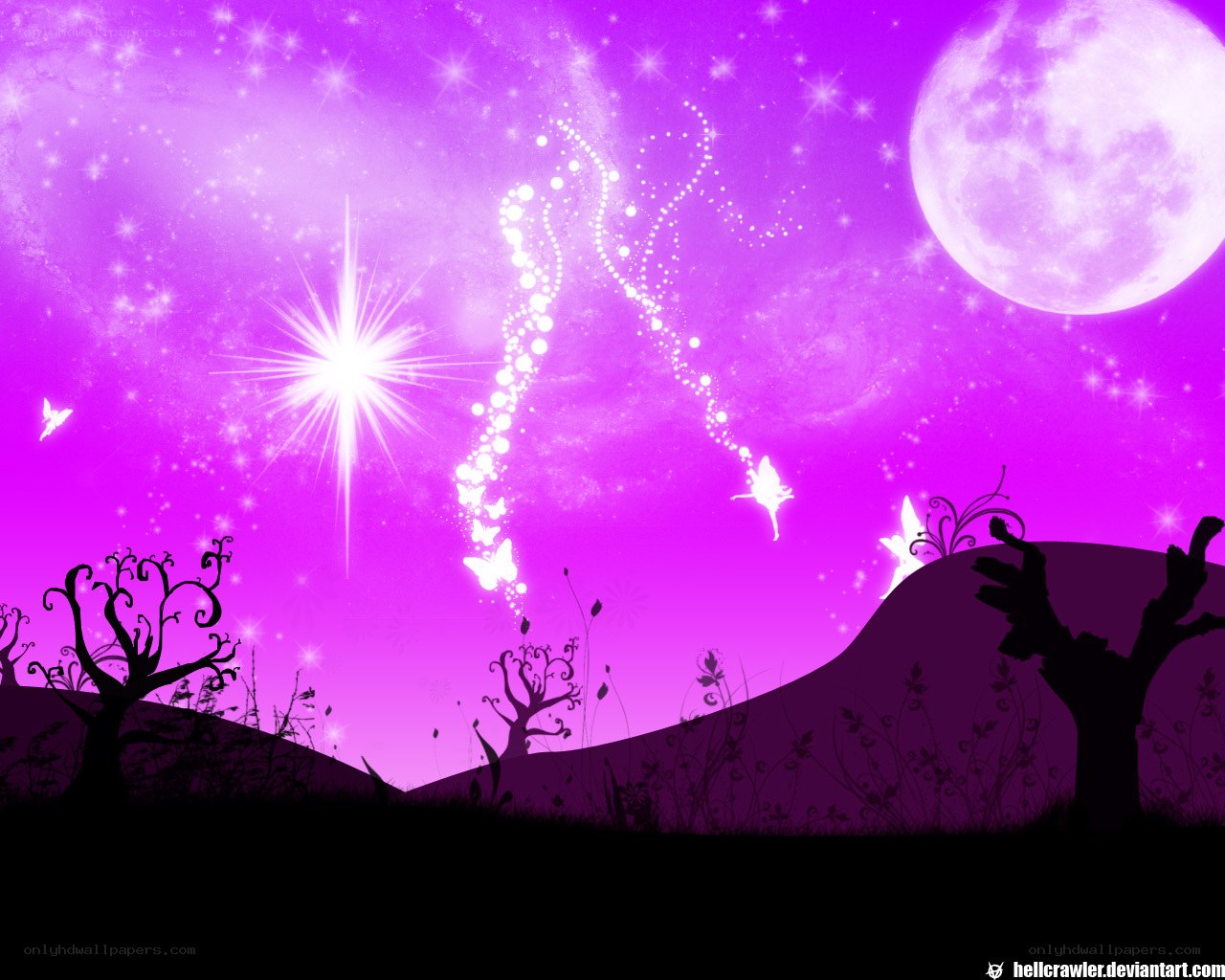 purple fairy night scene