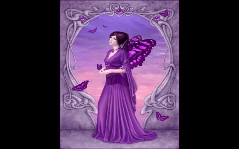 purple fairy with butterfly wings