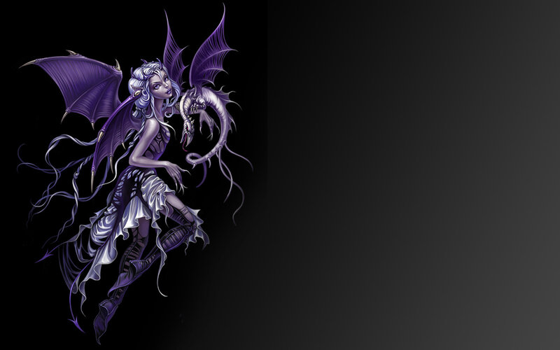 purple fairy with dragon companion