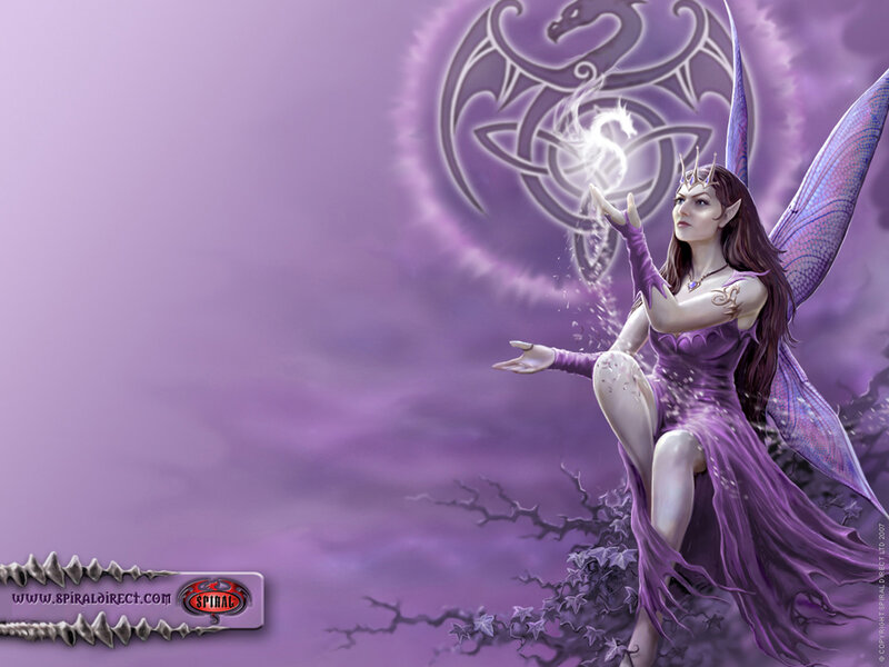 purple fairy with dragon symbol