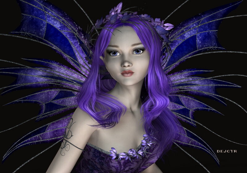 Purple Fairy with Wings — Dramatic