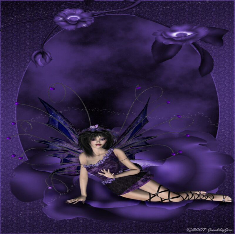 Purple Fairy with Wings — Fantasy, Night, Digital Art