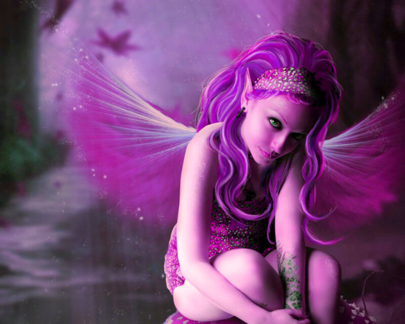 Purple Fairy with Wings — Mystical, Night