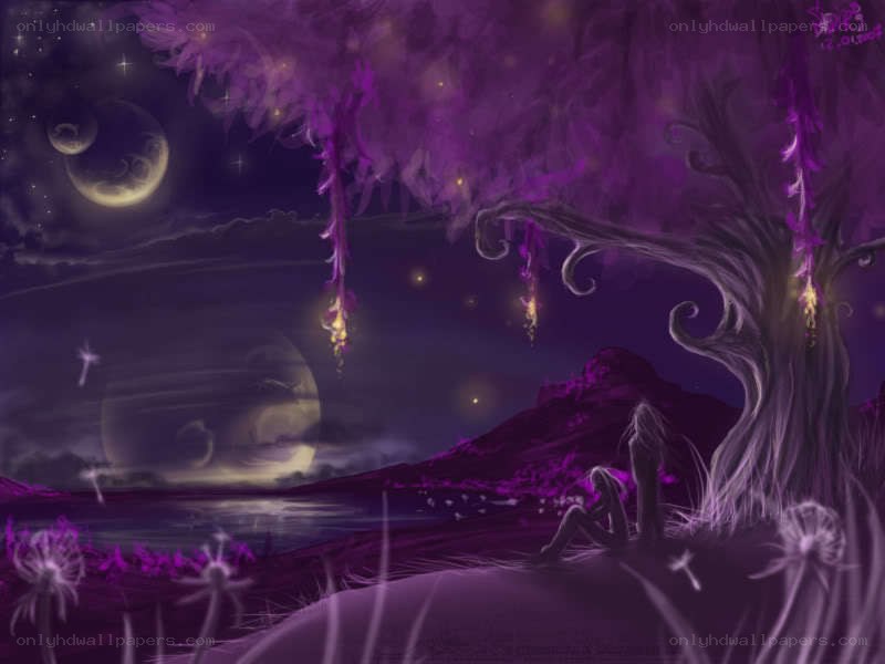 Purple fantasy night scene
