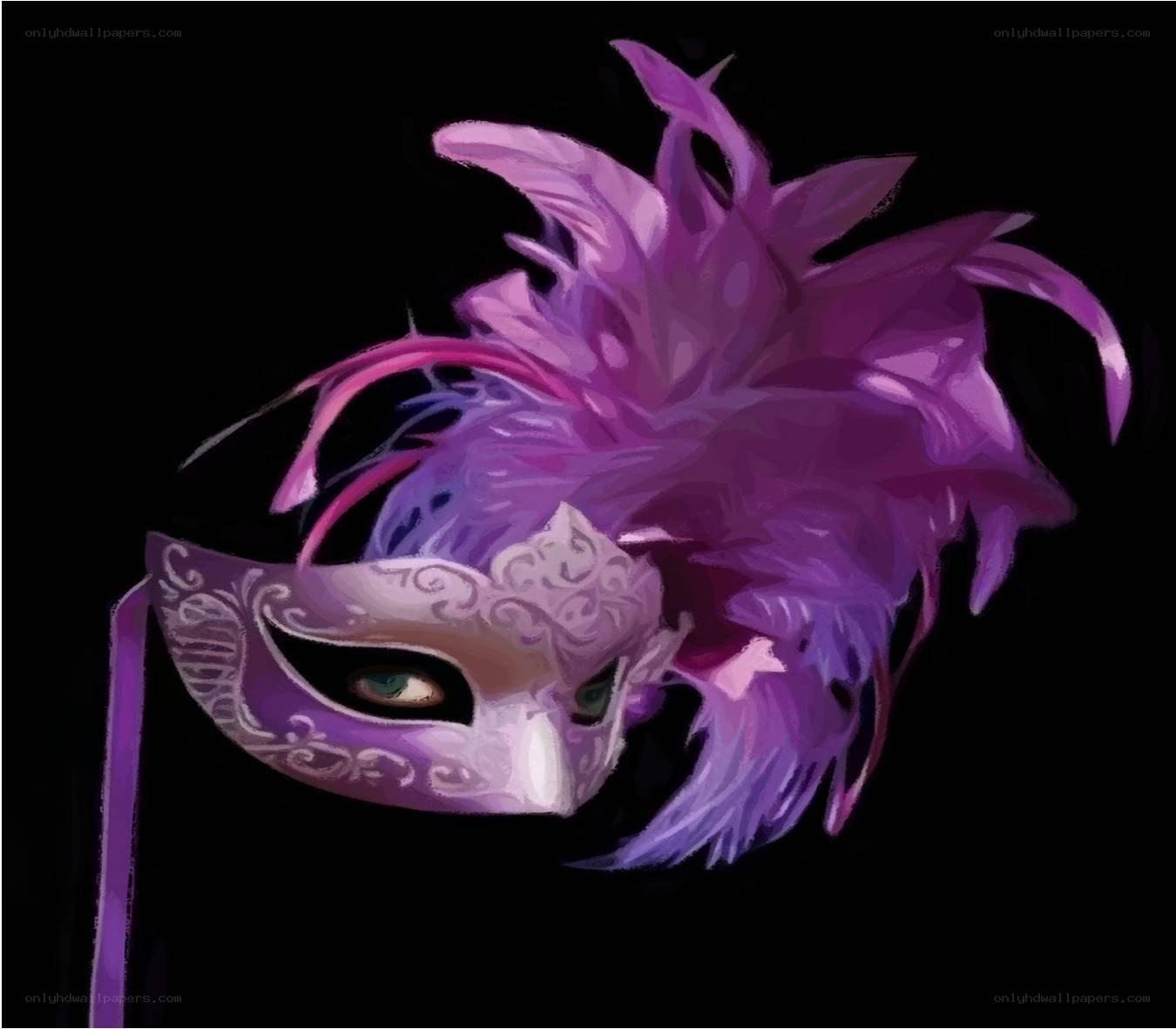 purple feathered masquerade mask