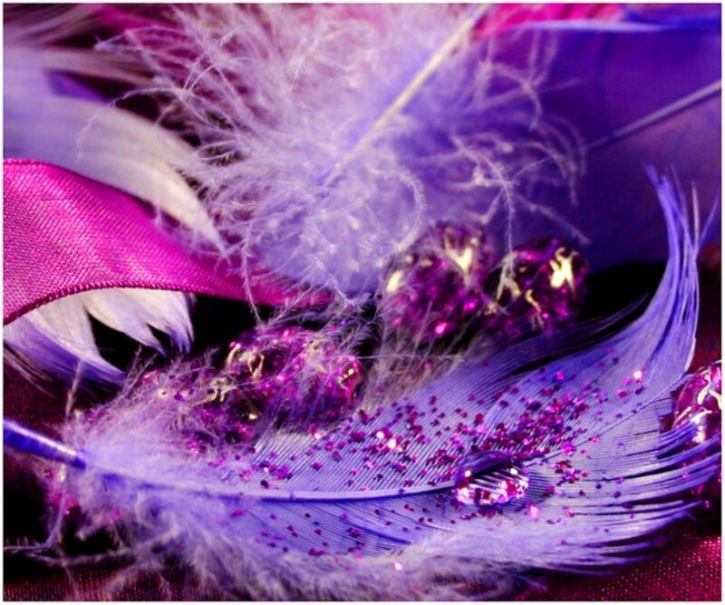 Purple Feathers with Glitter — Dramatic