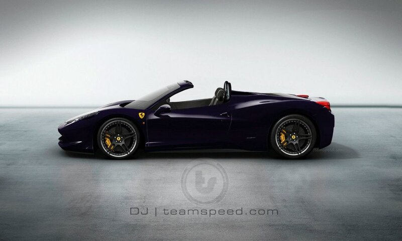 purple ferrari convertible