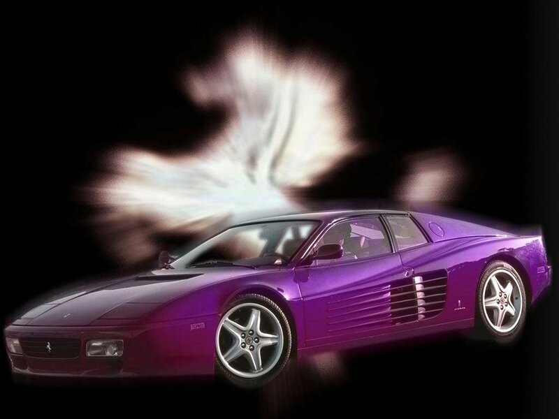 purple ferrari with explosion