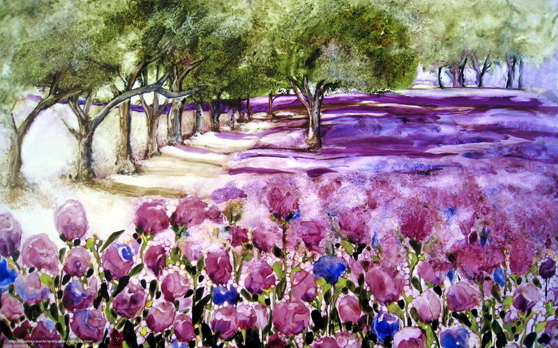 Purple Field with Trees