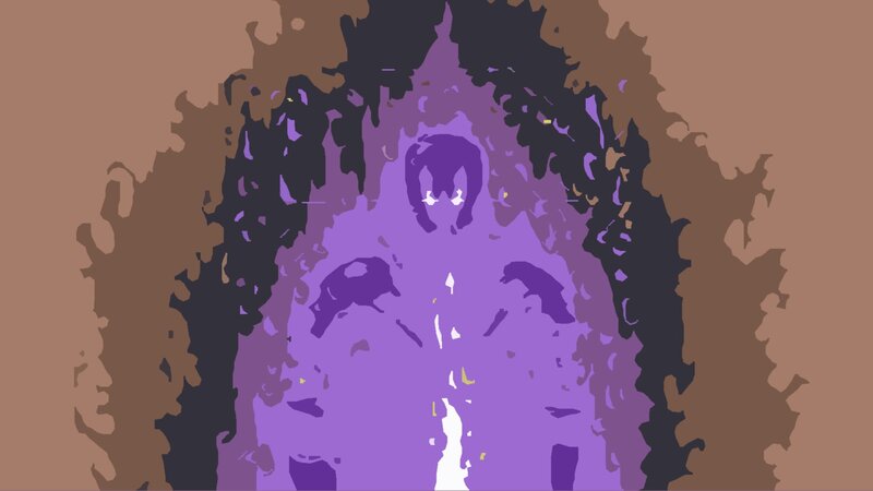 Purple Figure in Dark Shapes