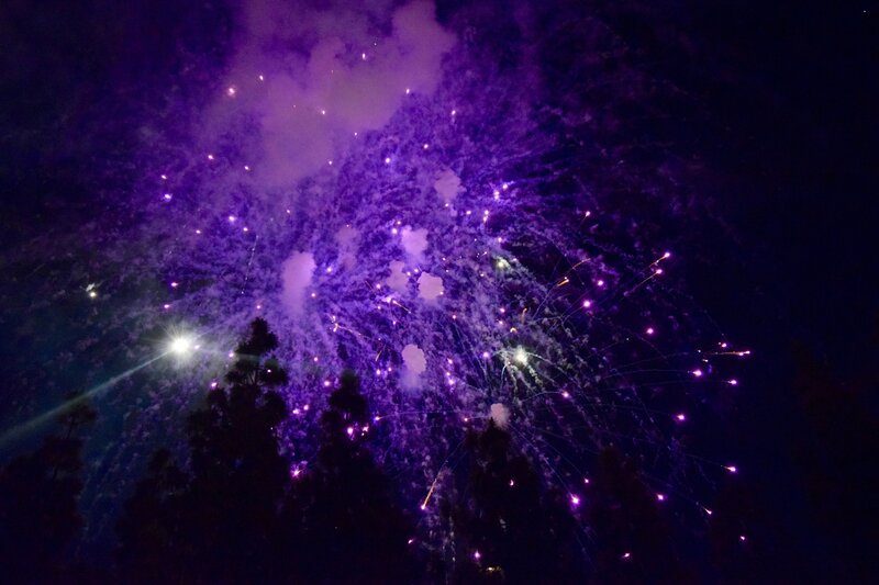 Purple fireworks display