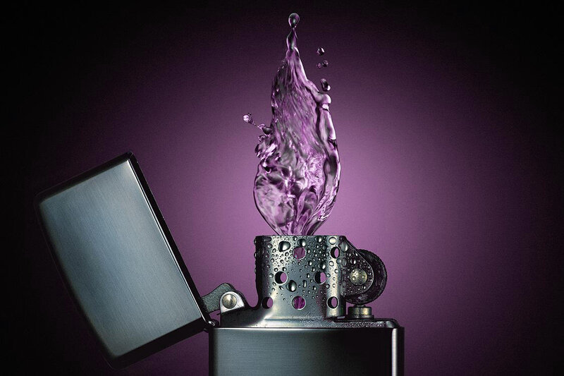 Purple flame from a lighter