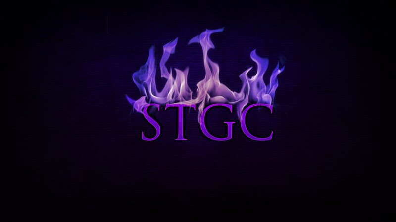 purple flames with STGC text