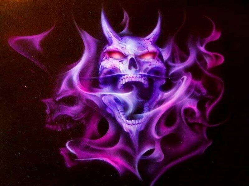 Purple Flaming Skull