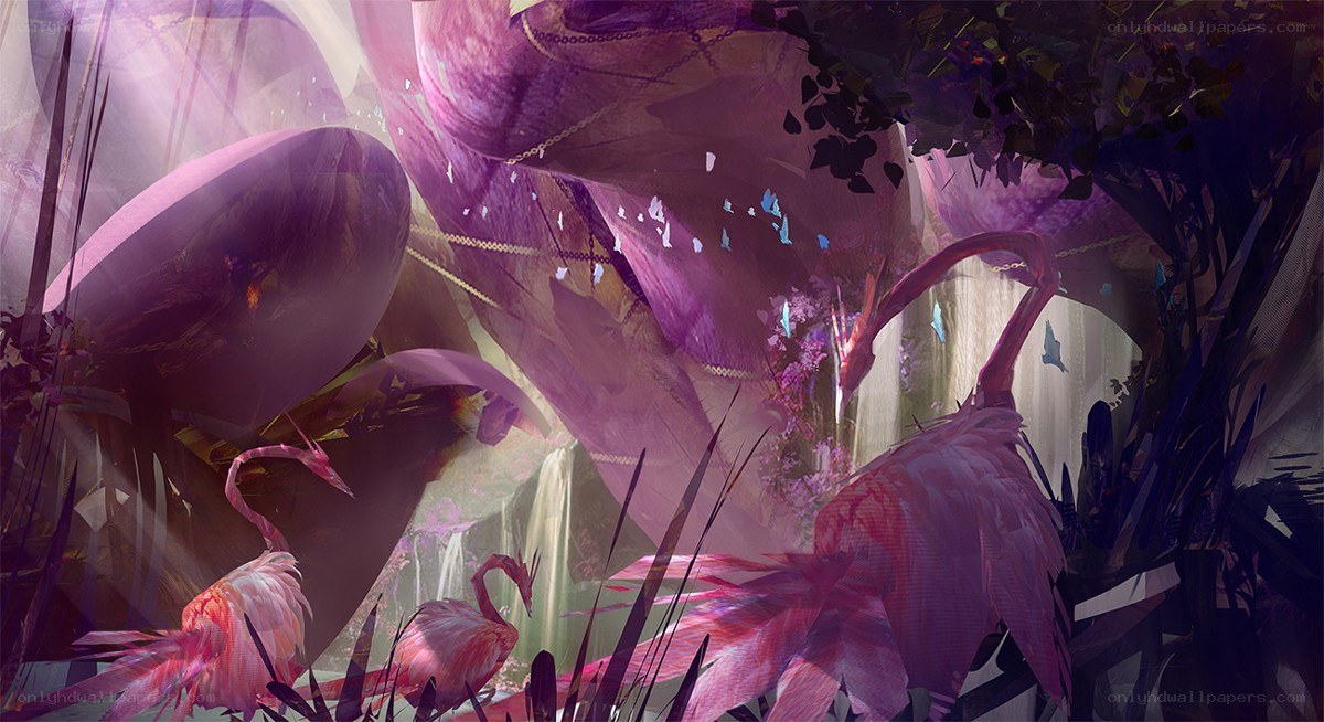 Purple flamingo forest