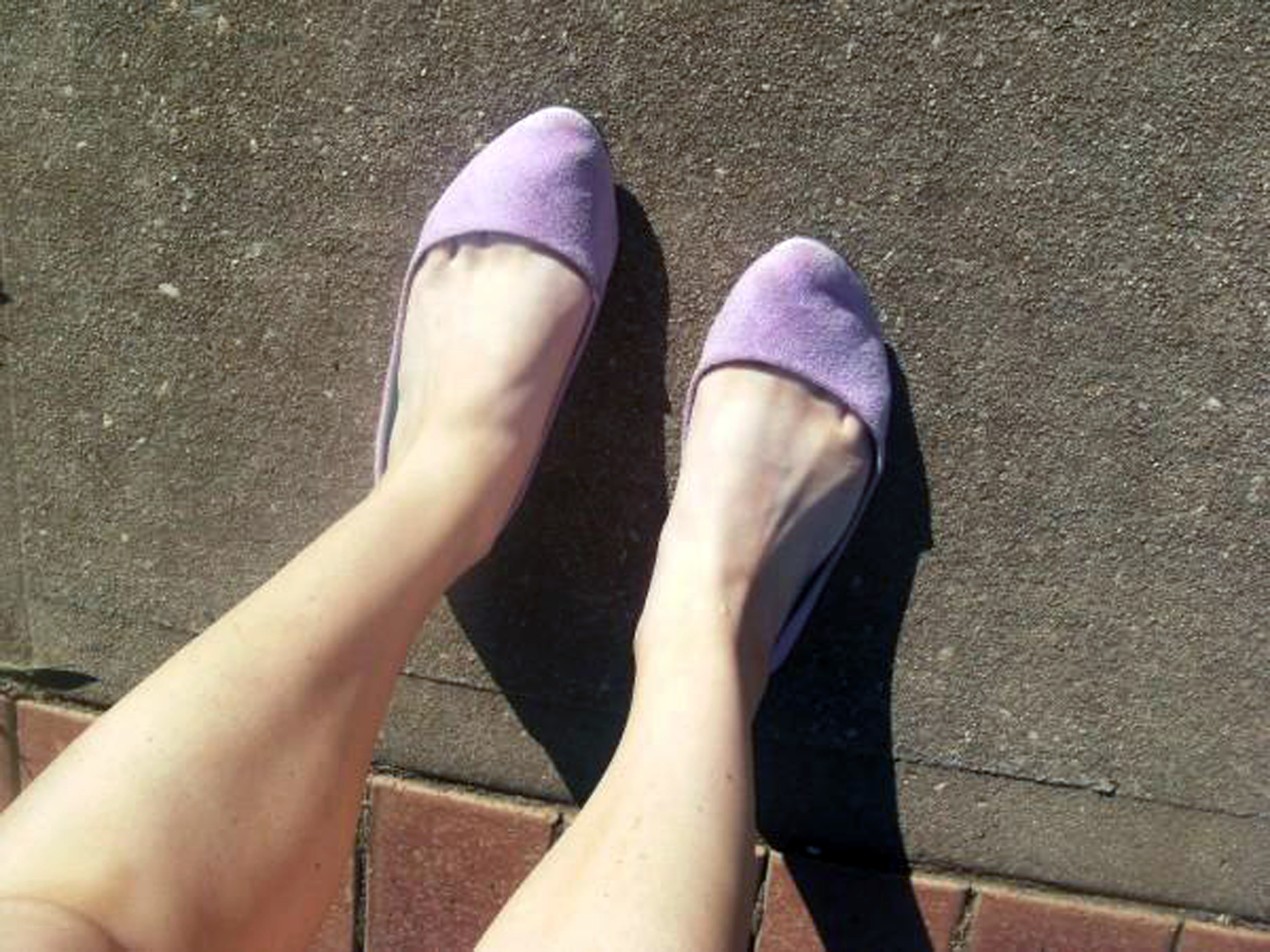 purple flats on pavement