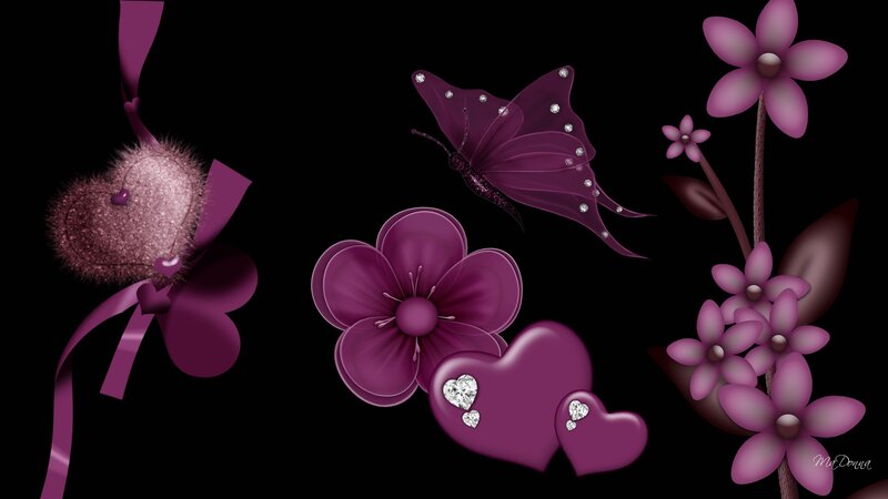 Purple Floral and Heart Design