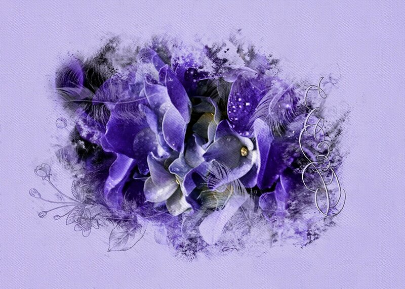 Purple Floral Arrangement — Dreamy, Digital Art