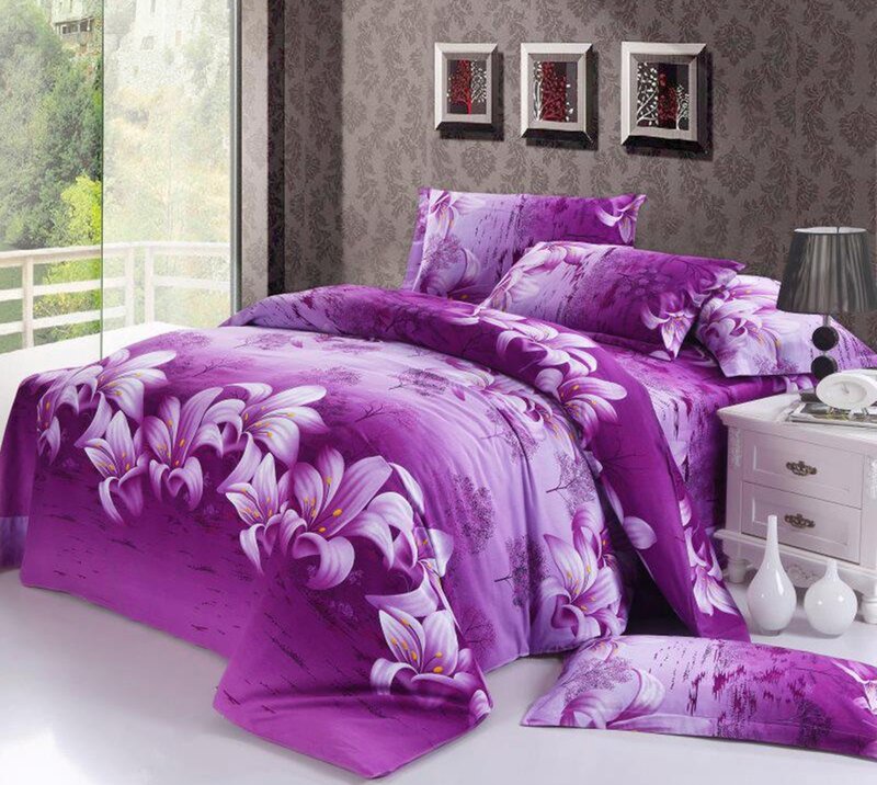 Purple Floral Bedding Set